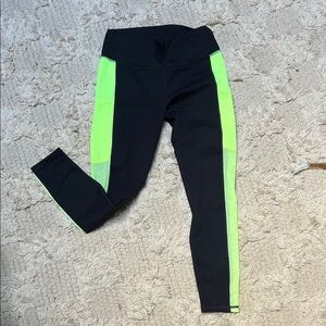 Fabletics PowerHold Sports Bra - Chocolate with Lime Accent